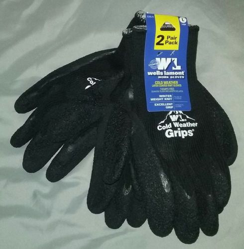 2 PAIR PACK L WELLS LAMONT WORK GLOVES COLD WEATHER LATEX COATED KNIT GLOVES!!!