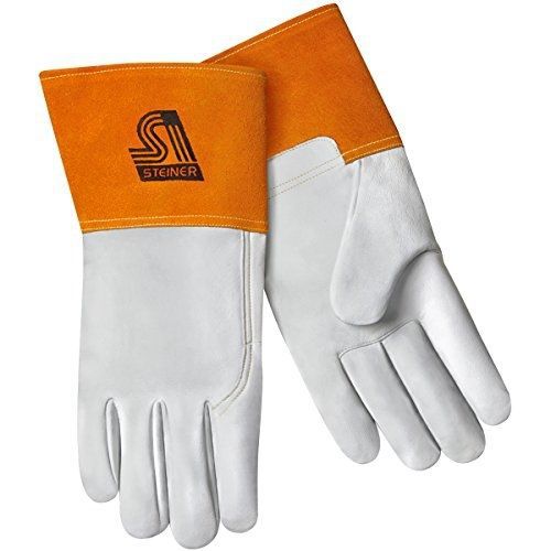 Steiner 0227X TIG Gloves, Pearl Grain Goatskin Unlined 4-Inch Rust Cuff, Extra