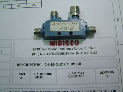 Directional coupler 2 - 4GHz 20dB 50W MDC6225-20 SMA