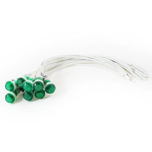 10 Pcs 10mm Hole 2 Wire Cable Green Indicator Pilot Light Lamp DC 24V