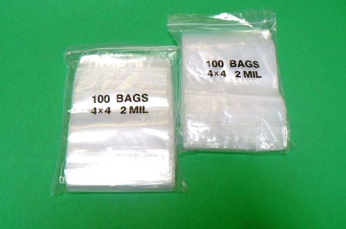 200 ziploc 4x4 reclosable  poly zip lock bag 2mil clear 4” x 4” square 200 bags for sale