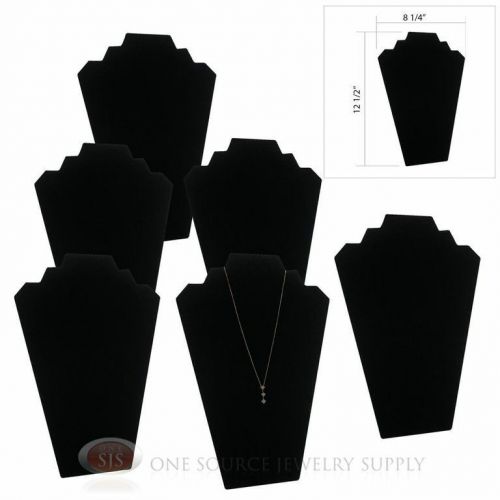 (6) 12 1/2&#034; Black Velvet Padded Pendant Necklace Display Easel Presentation