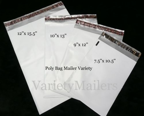 20 poly bag postal mailing envelope combo 12x15.5 10x13 9x12 7.5x10.5  2.5 mil for sale