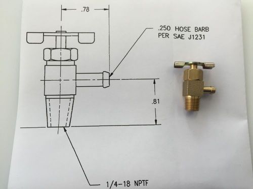 1/4&#034; npt to 1/4&#034; hose barb brass drain valve drain cock shut off -lot of 3 for sale