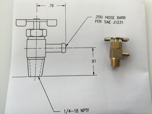 1/4&#034; NPT to 1/4&#034; Hose Barb Brass Drain Valve Drain Cock Shut Off -Lot of 3