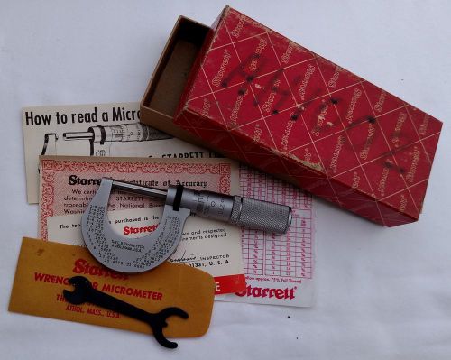 Starrett No. T230FL 0-1” Outside Micrometer with friction thimble - EDP 50946