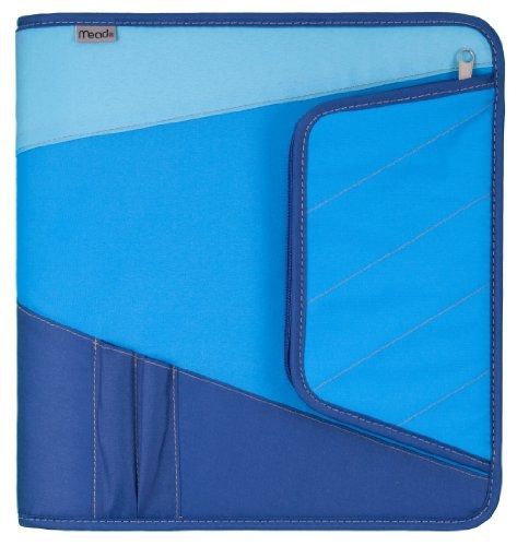Mead zipper binder with maximum storage, 3 ring binder, 2 inch, blue (72192) for sale