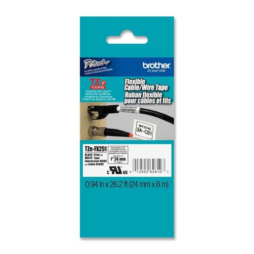 Brother tzefx251 black on white flexible cable / wire tape (24mm x 8mm) for sale