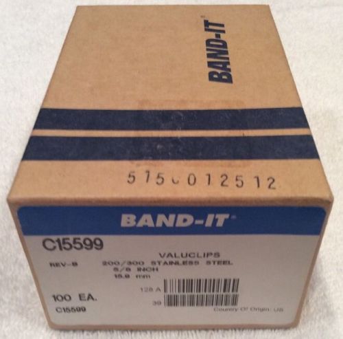 Band-it valuclips 200/300 stainless steel 5/8&#034;wide strapping clips-100 bx c15599 for sale