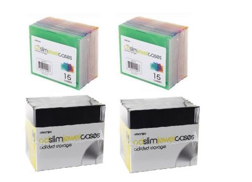 Lot of 70 Merax CD/DVD Slim Jewel Cases Neon &amp; Black Colors ~ Brand NEW sealed