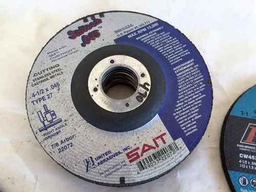 Sait 22072 4-1/2x.045x7/8 saitech .045 stainless/metal cutting wheel for grinder for sale