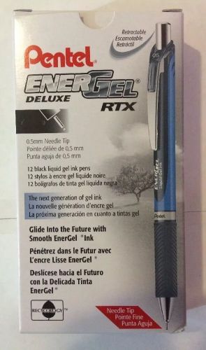 Pentel EnerGel Dlx RTX Needle Tip Retractable Liquid Gel-Ink Pen Fine Black 12PK