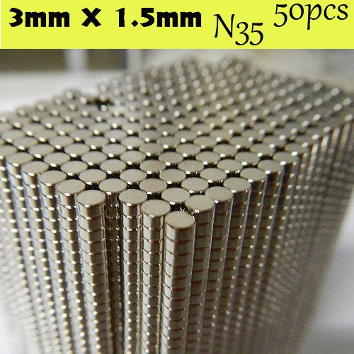 50pc disc 1/8&#034; x 1/16&#034; n35 rare earth neodymium super strong magnets 3mm x 1.5mm for sale