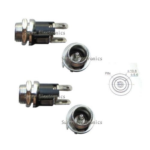 2pcs dc power jack socket dc-053a 2.1 x 5.5mm with screw nut diy 180-degree new for sale
