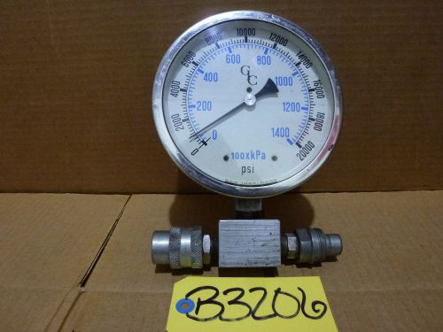 General Instrument Corp 20,000 Max PSI Pressure Gauge, Model# Q16020