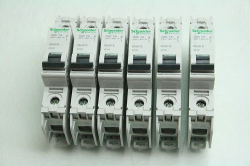 6 Schneider Electric 60108 Multi 9 C60 7A Single Pole Circuit Breakers 240V AC