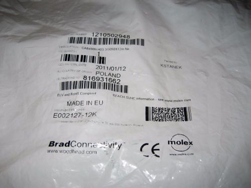 Brad Connectivity / Molex #1210502948 3G050 X 12m Cordset New in Bag