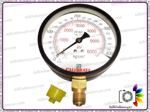 Top Quality Pressure Gauge - Dual Scale 0 - 400 Bar &amp; 0 - 6000 PSI - 3/8&#034; BSP