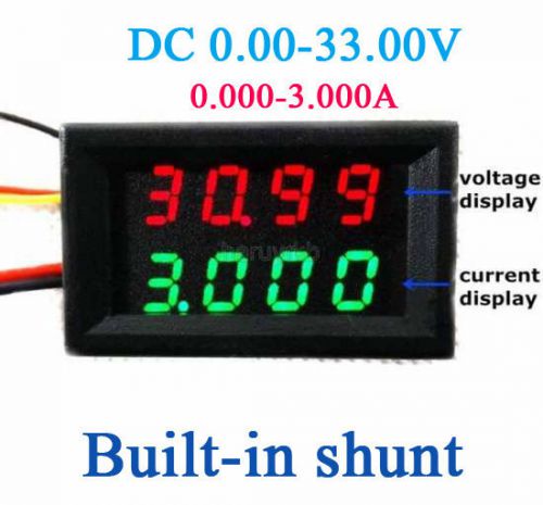 33v 3a dc voltmeter ammeter digital led voltage current meter 12v 24v shunt gree for sale