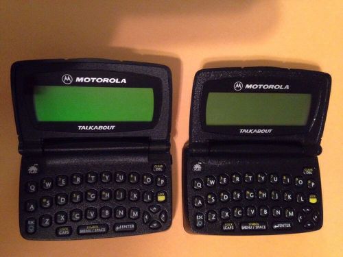 Lot of 2 Black Motorola  Talkabout 2- Way Keyboard Pager power up