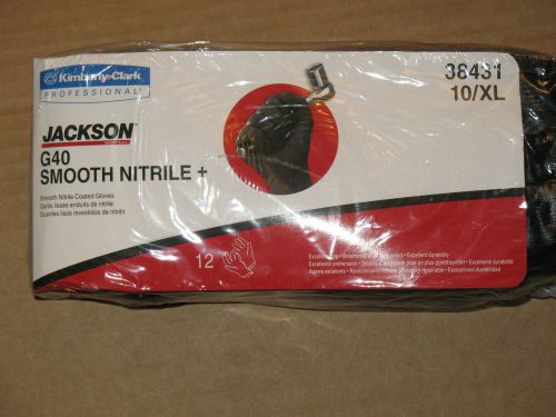 1 DOZEN JACKSON SAFETY G40 Smooth Nitrile Coated Nylon Knit Gloves, Black XL 10