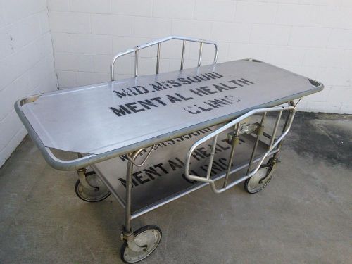 Vintage stainless mid-missouri mental health clinic hospital stretcher gurney for sale