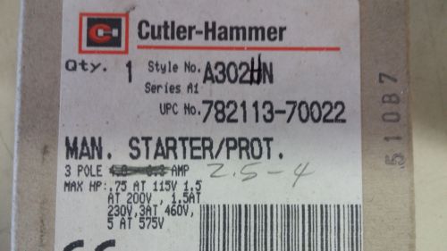 CUTLER HAMMER A302HN NEW IN BOX MANUAL STARTER 2.5-4A SEE PICS #A55