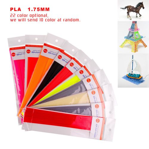 10 Colors Vertical PLA Filament 1.75 25CM Length for 3D printer 3D printing pen