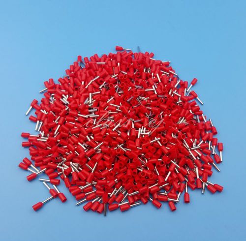 1000Pcs Red E1008 18AWG Tube Pin Pre-Insulation Wire Crimp Terminals