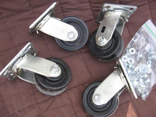 4 Heavy Duty Swival Casters 4 x 2 inch, With Hardware