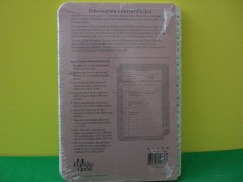 Franklin Quest 14479  Information Control Packet 8.5&#034; x 5.5&#034; New &amp; Sealed