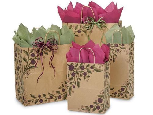 150 Tuscan Harvest Kraft Paper Shopping Gift Bags Wholesale Packaging Assorted