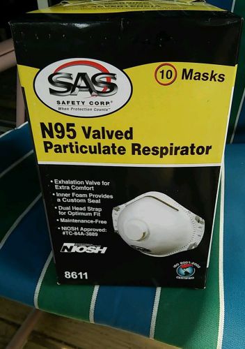 Sas safety 8611 n95 valved particulate respirator mask (10/bx) for sale