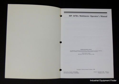 HP 3478A Multimeter Operating Manual