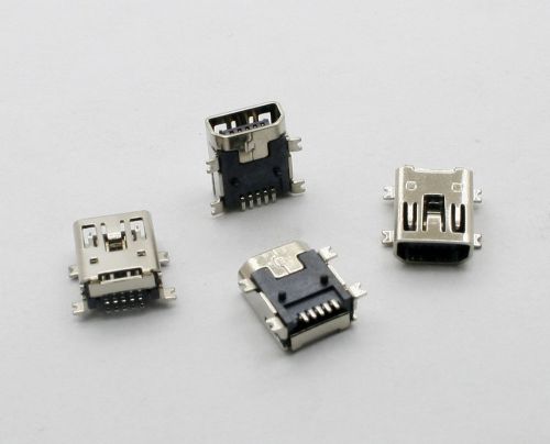 10pcs Mini USB AB-Type 5Pin Female SMT Panel Mount Connector HW-MU-5F-15