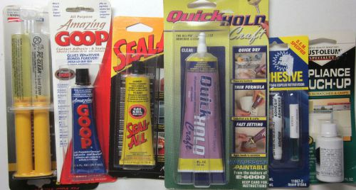 Lot of 6 various different glue sealant household craft cement adhesives touchup for sale
