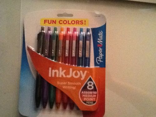 Ink Joy Paper Mate 8 Assorted Med point Pens Fun Colors
