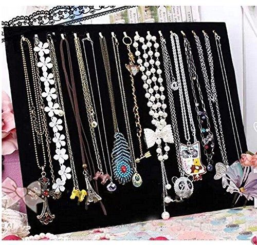 ANBANA ® Black Velvet 17 Hook Necklace Jewelry Tray Display Organizer (17 Hook