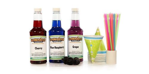 Hawaiian Shaved Ice Syrup - 3 Flavor Fun Pack, New, Free Shipping