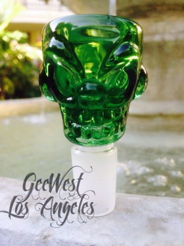 Green 18mm Or 14mm Glass Skull Bowl Down Stem