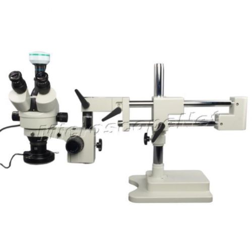Omax 3.5x-90x 2mp trinocular dual-bar boom stereo microscope with 144-led light for sale