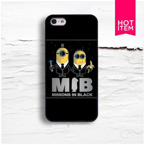 Cute Minions in Black MIB Despicable Me Apple iPhone &amp; Samsung Galaxy Case Cover