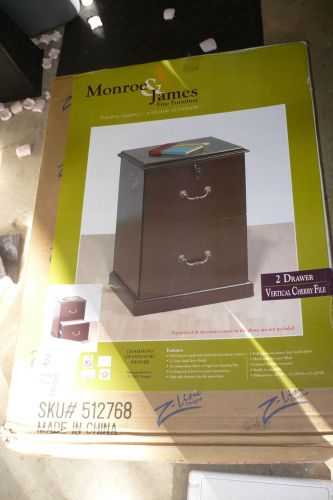Monroe &amp; James fine furniture Cherry Wood 2 drawer file Cabinet locks New in Box