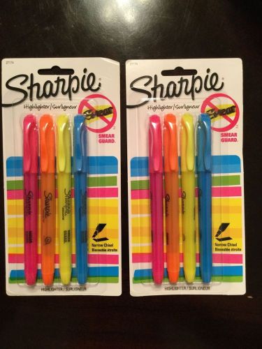 Sharpie Accent Pocket-Style Highlighters, Narrow Chisel Tip, Assorted 8 Total