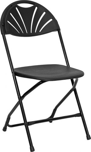 8 Black Stacking Chairs Fan Back Thanksgiving Party Holiday Folding Chair