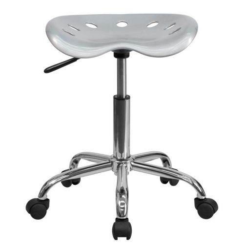 Vibrant Silver Tractor Seat and Chrome Stool [LF-214A-SILVER-GG]
