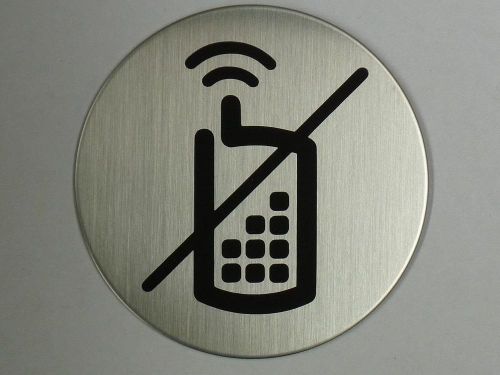 PICTO Durable signage brushed s/steel stick on sign 4917 ?83mm No Mobile Phone
