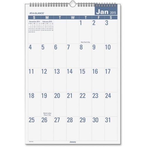 AT-A-GLANCE Easy-To-Read Monthly Wall Calendar 15 1/2 X 22 3/4 Easy-To-Read 2016
