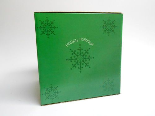 6 Decorative Shipping Boxes Mailing Cartons Green Holiday Theme 8x8x8 inch