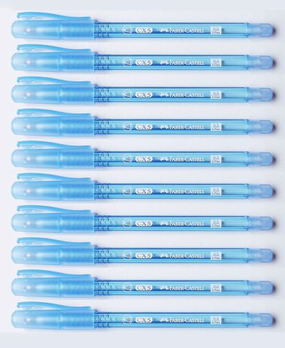 New 10 pens blue ink faber-castell cx5  ball point pen s-fine 0.5 mm. with cap for sale